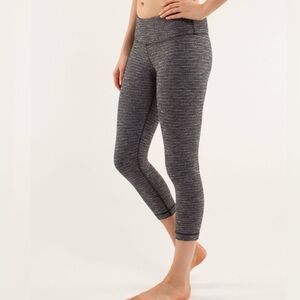 Lululemon Wunder Under Crop Pique Black Leggins
